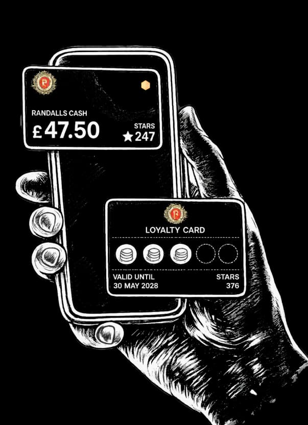 The Randalls app showing your loyalty card and balance